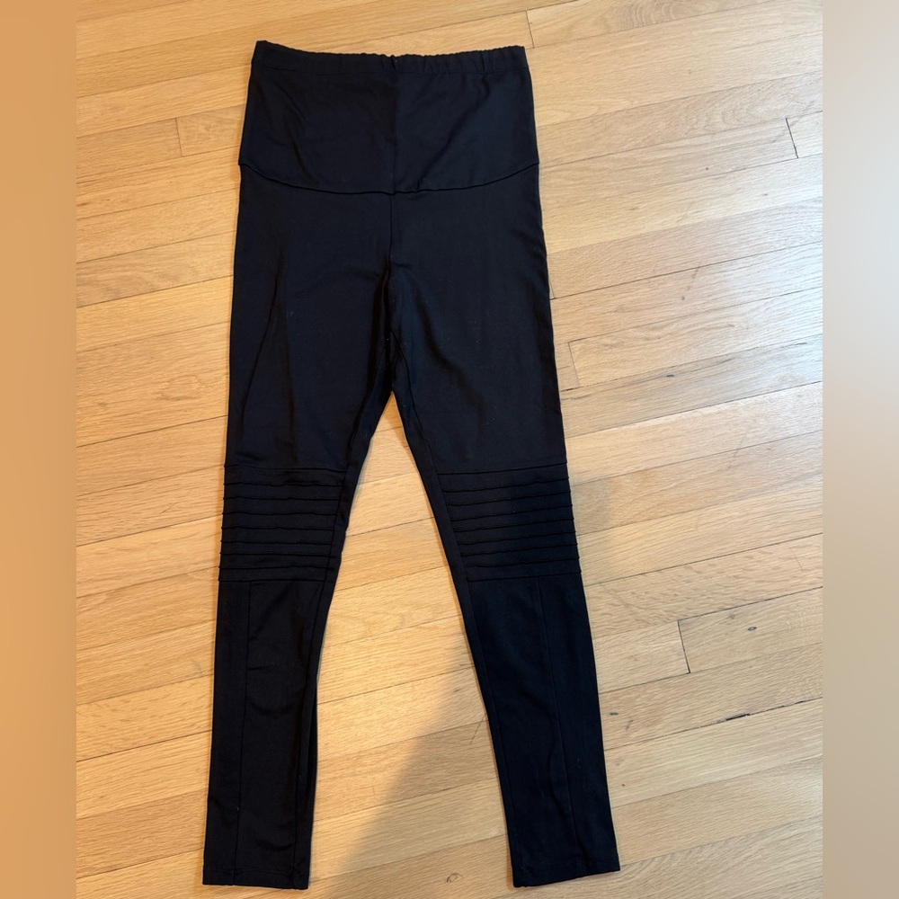 Rune NYC Black Moto Maternity Leggings